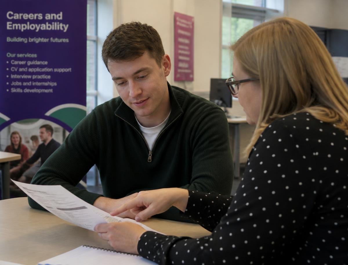A young person receiving CV and application guidance